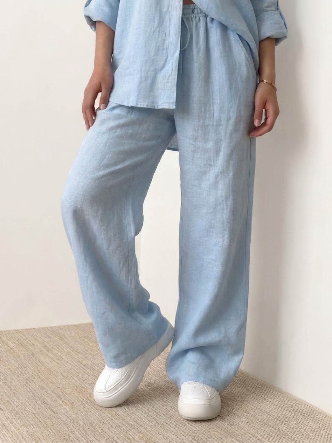 100% cotton double comfort two-piece set in various colors, breathable and travel-ready clothing ensemble