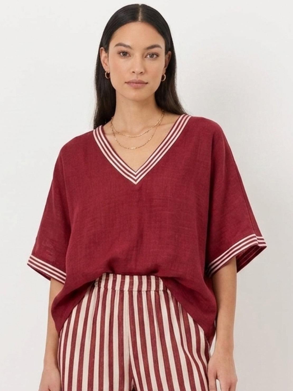 Striped wide-leg co-ord set with oversized top and palazzo pants in multiple colors