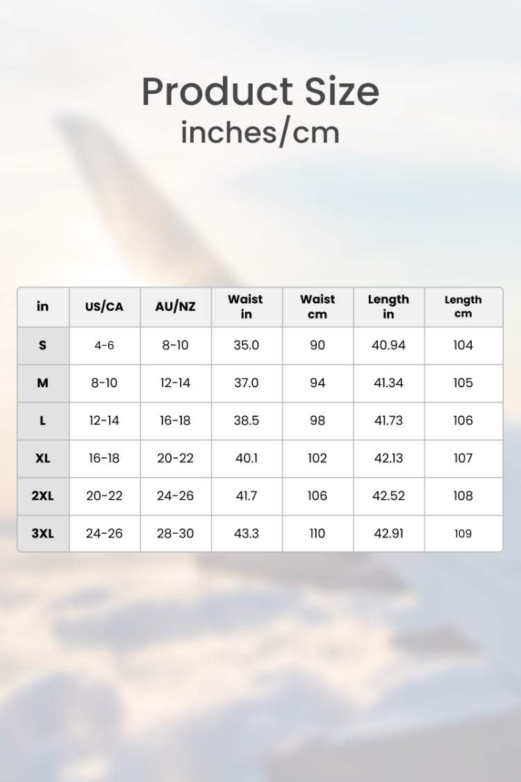 Relaxed fit straight pants size chart with waist and length measurements in inches and centimeters for sizes S to 3XL