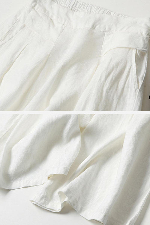Sun-Kissed Elegance lightweight white palazzo pants with breathable cotton-linen blend fabric and flattering fit