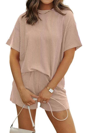 Lightweight textured two-piece set for slow mornings with relaxed fit and breathable soft polyester fabric