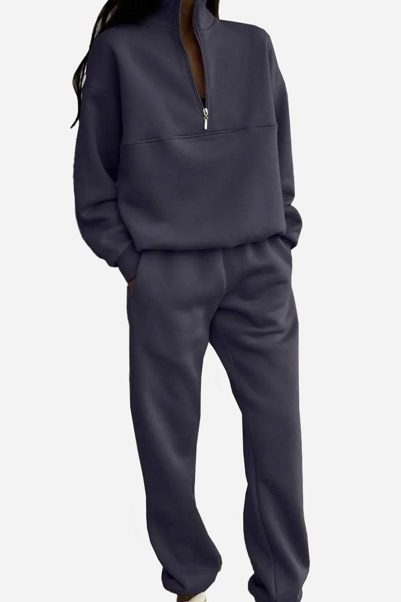 Classic Airplane Set navy blue two-piece tracksuit with relaxed pullover and tapered joggers