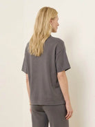 Women’s cotton-blend capelet lounge set with mock neck top and wide-leg pants in a relaxed fit