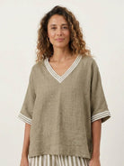 Striped wide-leg co-ord set with oversized top and palazzo pants featuring contrast stripe trim and elastic waistband
