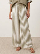 Striped wide-leg co-ord set with oversized top and palazzo pants with contrast trims and elastic waist in multiple colors