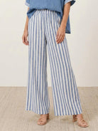Striped wide-leg co-ord set with oversized top and palazzo pants in black and white stripes