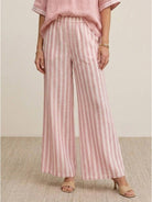 Striped wide-leg co-ord set featuring oversized top with dropped shoulders and palazzo pants with elastic waist and side pockets