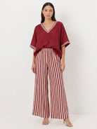 Striped wide-leg co-ord set with oversized top and palazzo pants in multiple colors