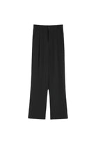 Black casual loose wide-leg high-waisted straight pants with soft breathable fabric