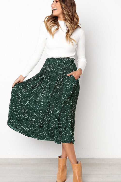 Effortlessly Chic Polka Dot Pleated Skirt Set