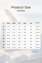 Size chart for Loose Solid Color Two-Piece Set in inches with bust, waist, hips, and top/bottom lengths for sizes S to 5XL.