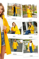 Lightweight ultra water-resistant yellow long windbreaker jacket for outdoor activities