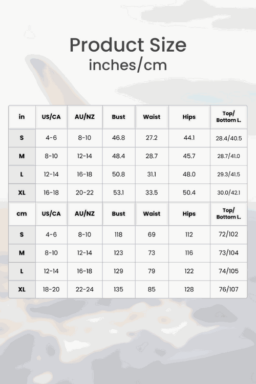 Size chart for Ultra-Soft and Comfy Co-ord Tracksuit Set showing bust, waist, hips, and length measurements in inches and cm for sizes S to XL.