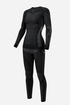AeroTherm Breathable Warmth black seamless thermal insulation set with long sleeves and leggings for lightweight winter warmth