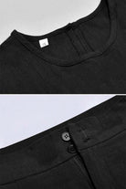 Casual Radiance Loose-Fit Combo black breathable cotton linen top and pants set with button closure