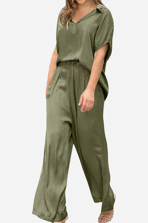 Sophisticated Casual: Wide-leg Two-piece Trouser Suit