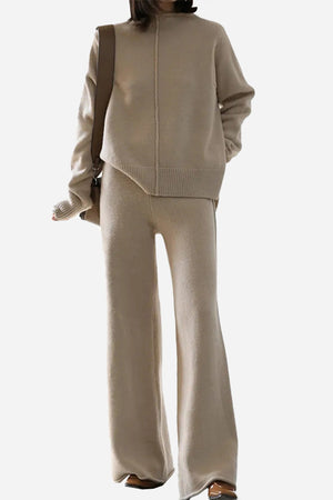 Feel Cozy but Stay in Style: High Neck Sweater Wide Leg Pant Set