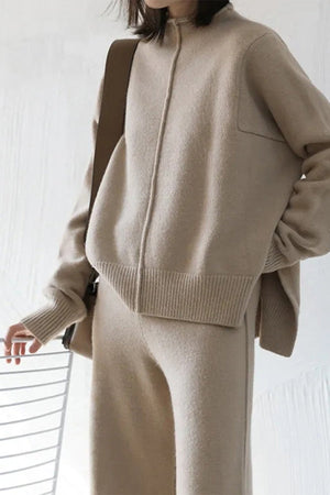 Feel Cozy but Stay in Style: High Neck Sweater Wide Leg Pant Set