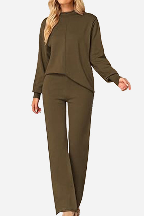 Feel Cozy but Stay in Style: High Neck Sweater Wide Leg Pant Set