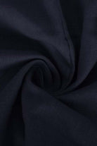 Close-up of navy blue 100% cotton fabric texture for V-neck cotton two-piece trouser set