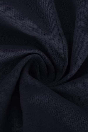Close-up of navy blue 100% cotton fabric texture for V-neck cotton two-piece trouser set