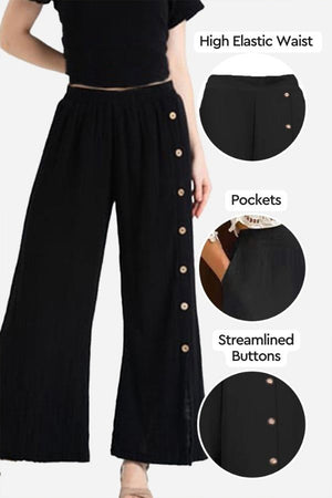 Button Wide Leg Pants