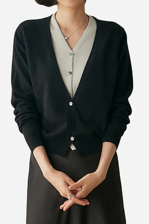 Single-Breasted Cashmere Wool Cardigan