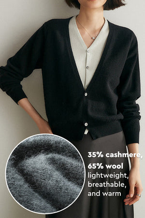 Single-Breasted Cashmere Wool Cardigan