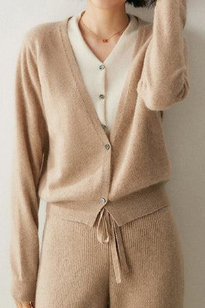 Single-Breasted Cashmere Wool Cardigan