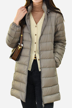 Lightweight Water-Resistant Hooded Puffer Coat