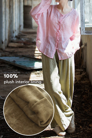 Sandwashed Ramie Linen Pants with Plush Lining