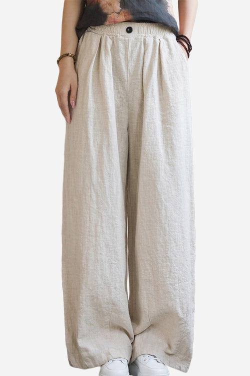 Relaxed fit sandwashed ramie linen pants with breathable fabric and plush lining for winter warmth