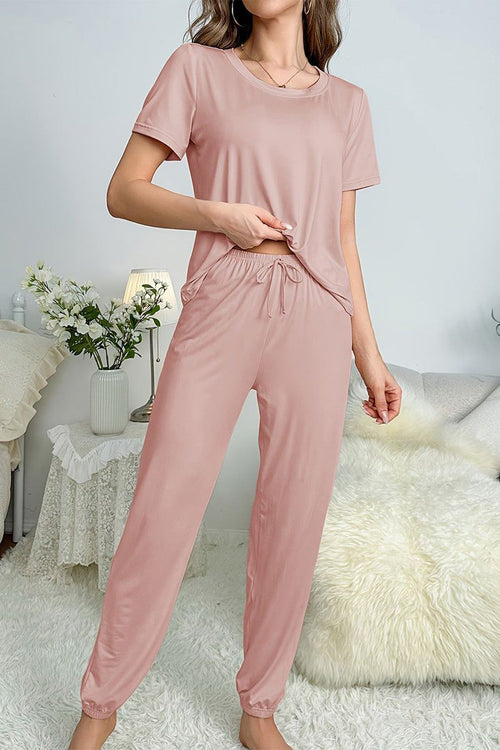 My Go To Loungewear soft pink two-piece set with breathable fabric and relaxed fit