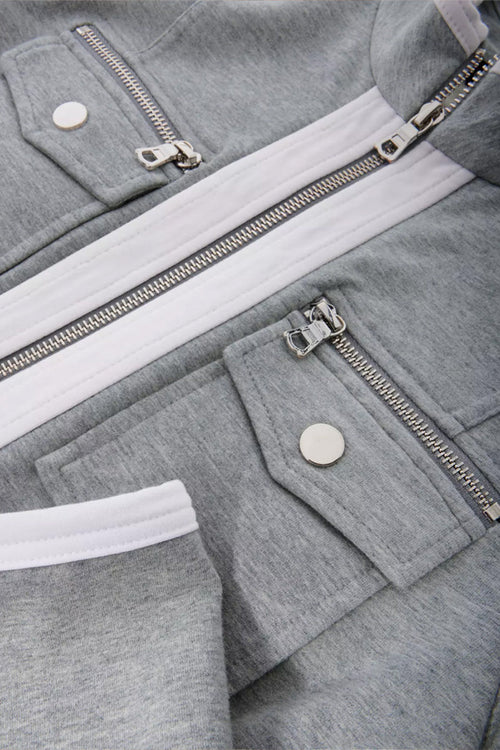Sleek Contrast Zip Two-Piece