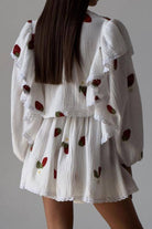 Sweet Countryside 100 Cotton ruffled two-piece cotton set with strawberry print and relaxed fit