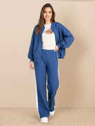 Easy Airport Lounge Set two-piece travel outfit in soft cotton-blend fabric with relaxed fit and zip-front jacket
