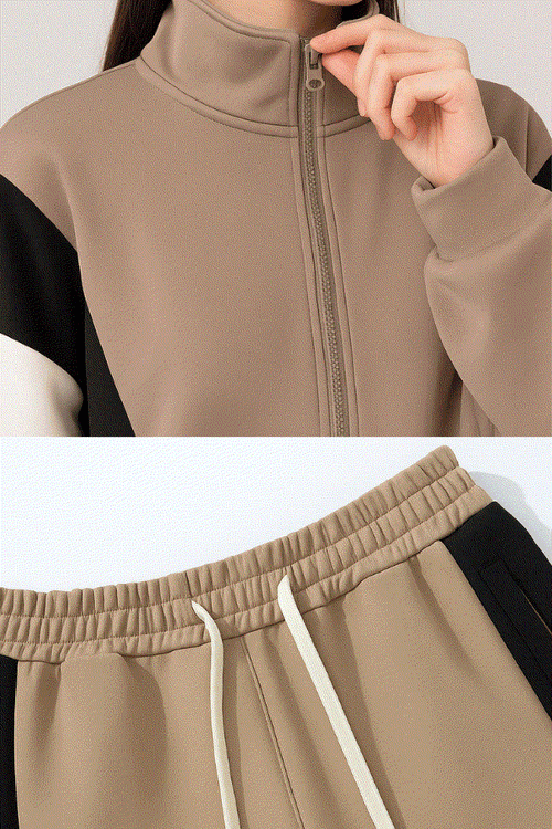 Comfort in Motion breathable lightweight athleisure tracksuit set with zipper jacket and elastic waist pants