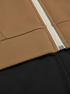 Colorblock comfort tracksuit with contrast curved panels and relaxed fit for casual wear