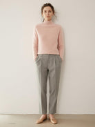 Lightweight 100% Italian cashmere sweater with mock-neck and regular fit for elegant, comfortable wear