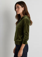 Ultra-soft velvet half-zip hoodie with hood and kangaroo pocket for year-round comfort