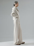 Chenille zip-up hoodie and wide-leg pants loungewear set in soft fabric