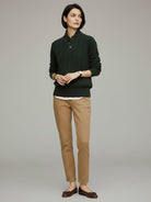 100% wool cable-knit sweater with slim fit and stand collar
