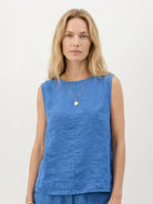 Lightweight 100% cotton crinkle sleeveless co-ord set with relaxed top and straight-leg pants