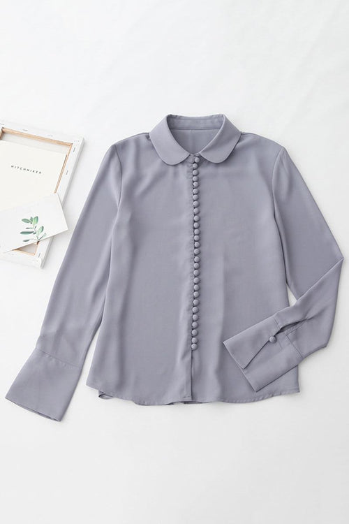 Bayam Blouse light purple button-up blouse with long sleeves and collar