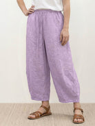 Lightweight 100% linen harem balloon pants with elastic drawstring waistband and side pockets