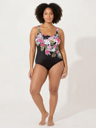Curve-Fit Open-Back Swimsuit with scoop front, adjustable straps, and diagonal back panels in stretchy fabric