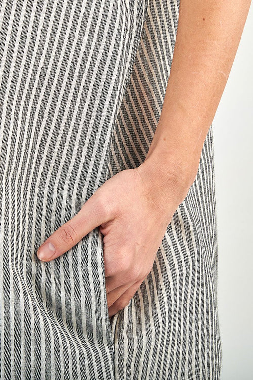 Striped Linen Blend Gauze Shirt Dress