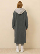 Everyday Wear Oversized Coat in gray with cozy sherpa lining and relaxed fit shown from back.