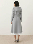 Water-repellent A-line hooded women's raincoat with belt and insulated lining