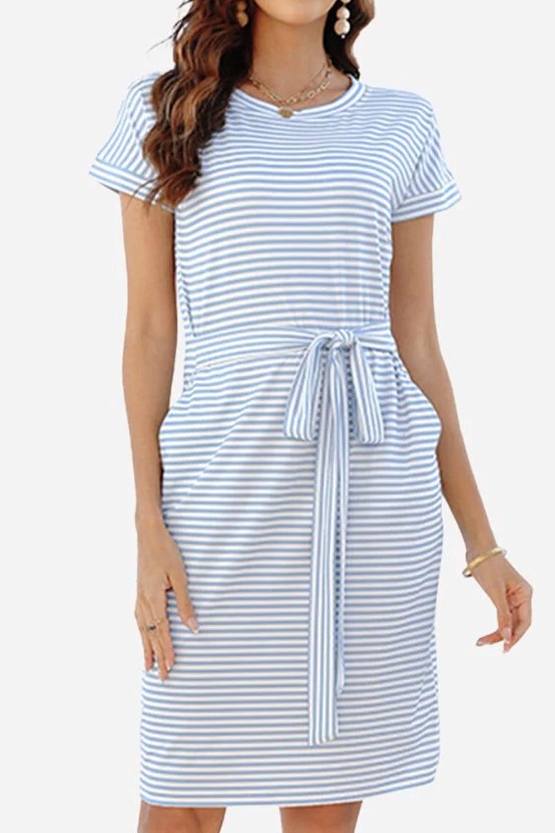 Airy Stripe Sheath Cotton Dress